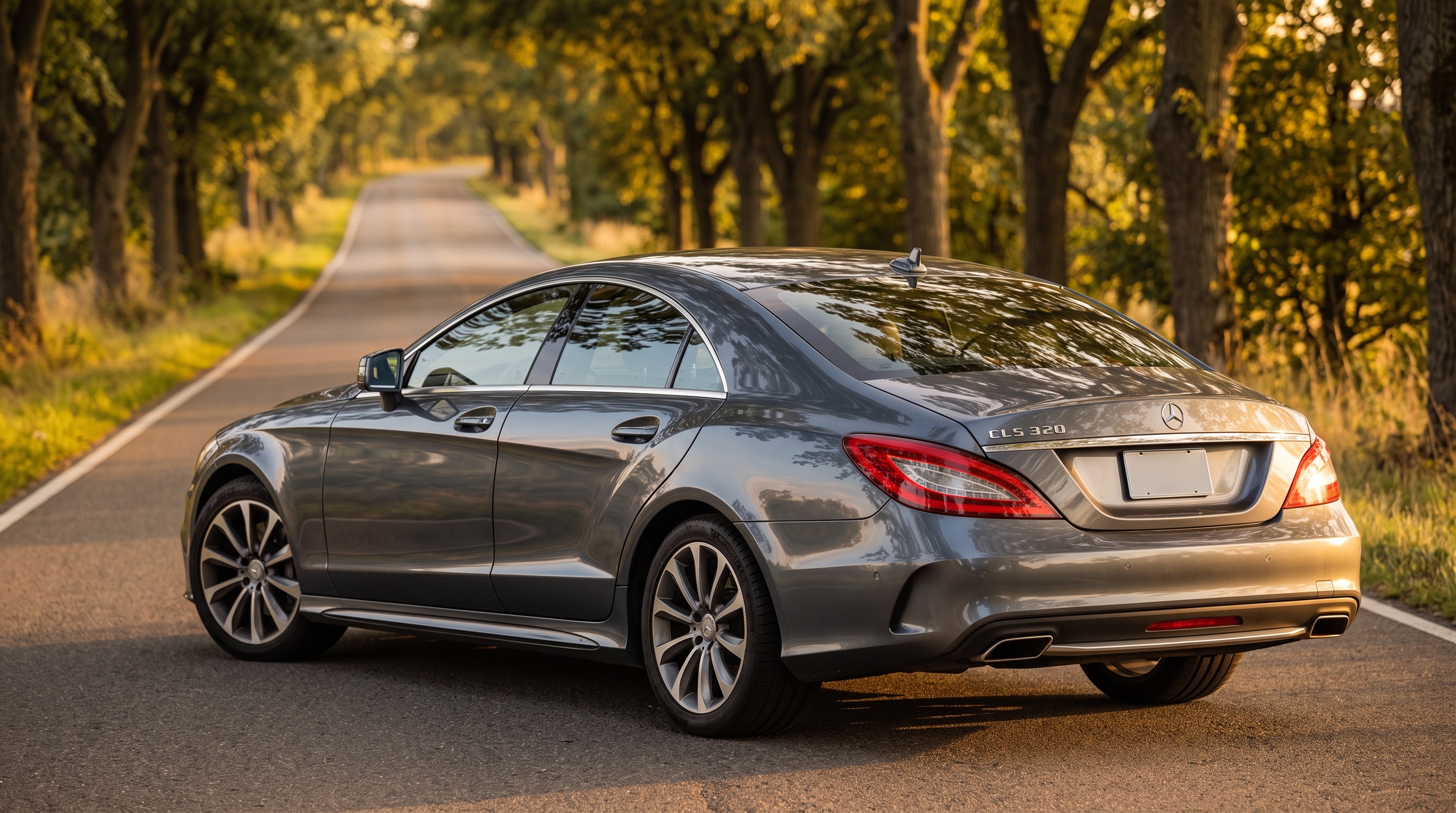 C218 rear three-quarter view