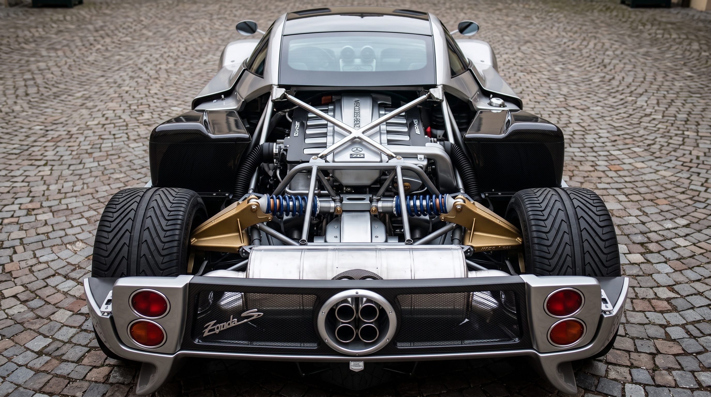 俯瞰拆下后部车身的 Pagani Zonda S,AMG V12 与铬钼钢空间框架一览无余