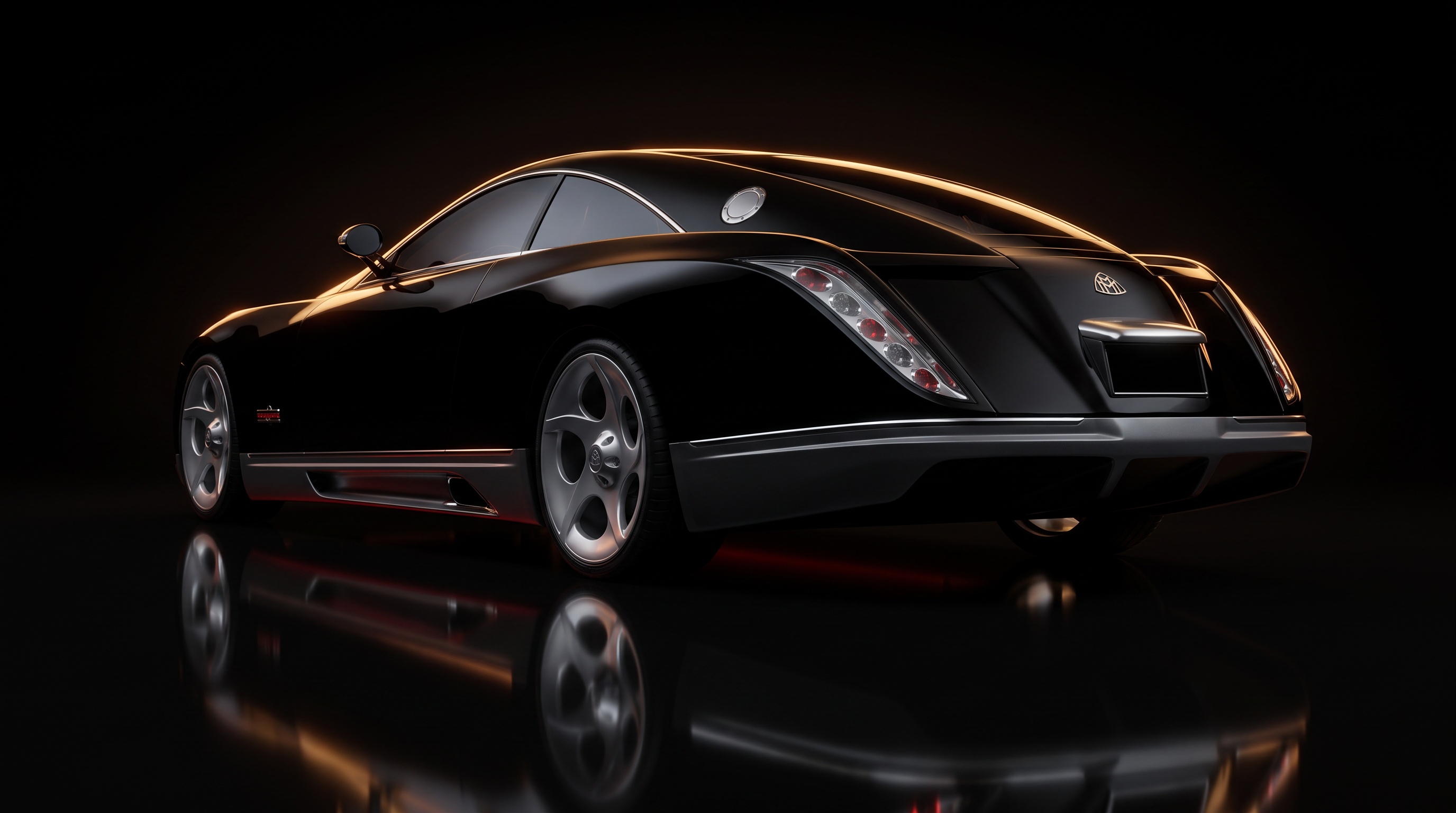 The Exelero's boat tail, with vertical tail lamps and a raised central spine