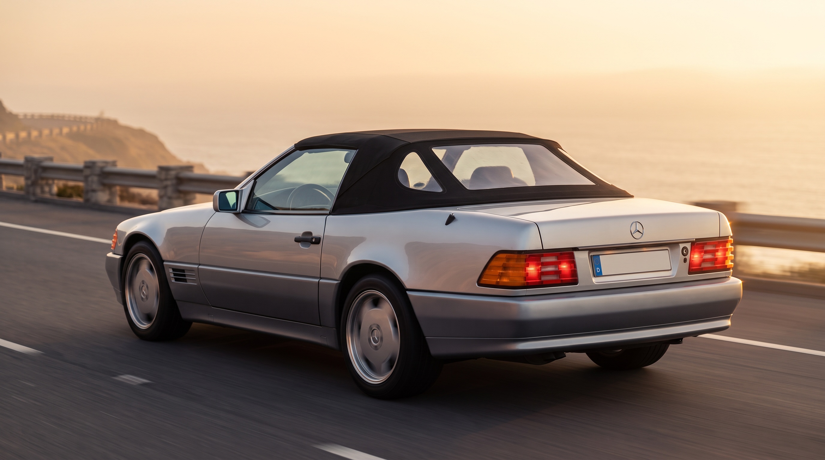 R129 rear three-quarter view