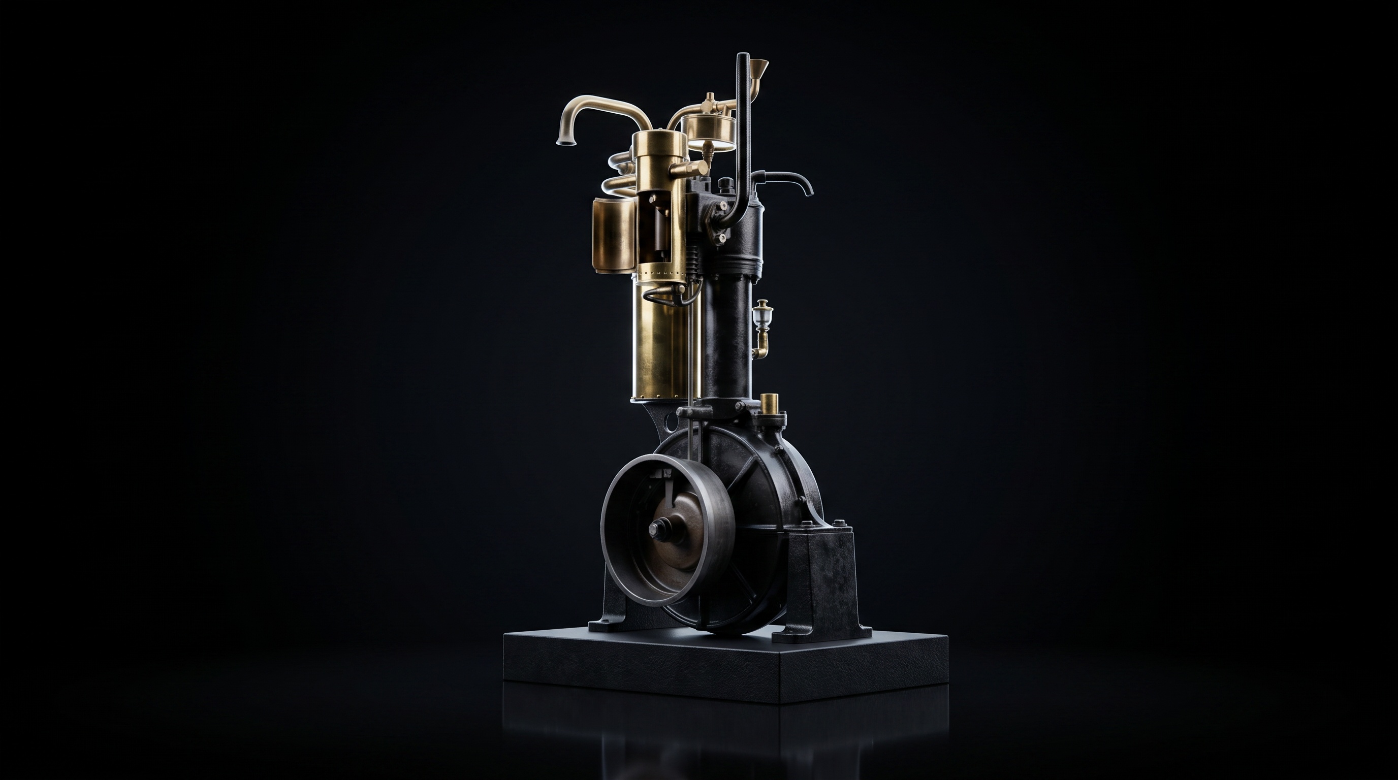 The Daimler Standuhr engine on a dark plinth