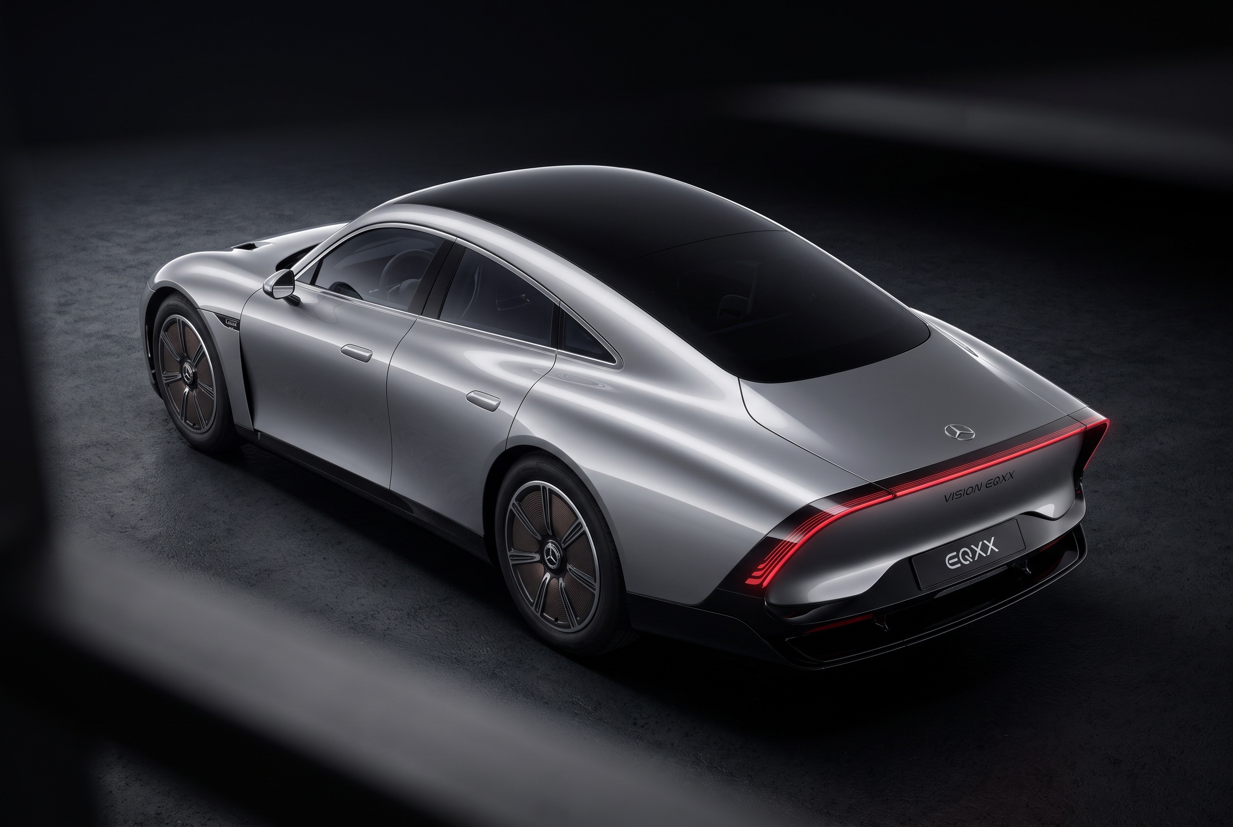 Rear of the Vision EQXX showing its Kammback and red light strip