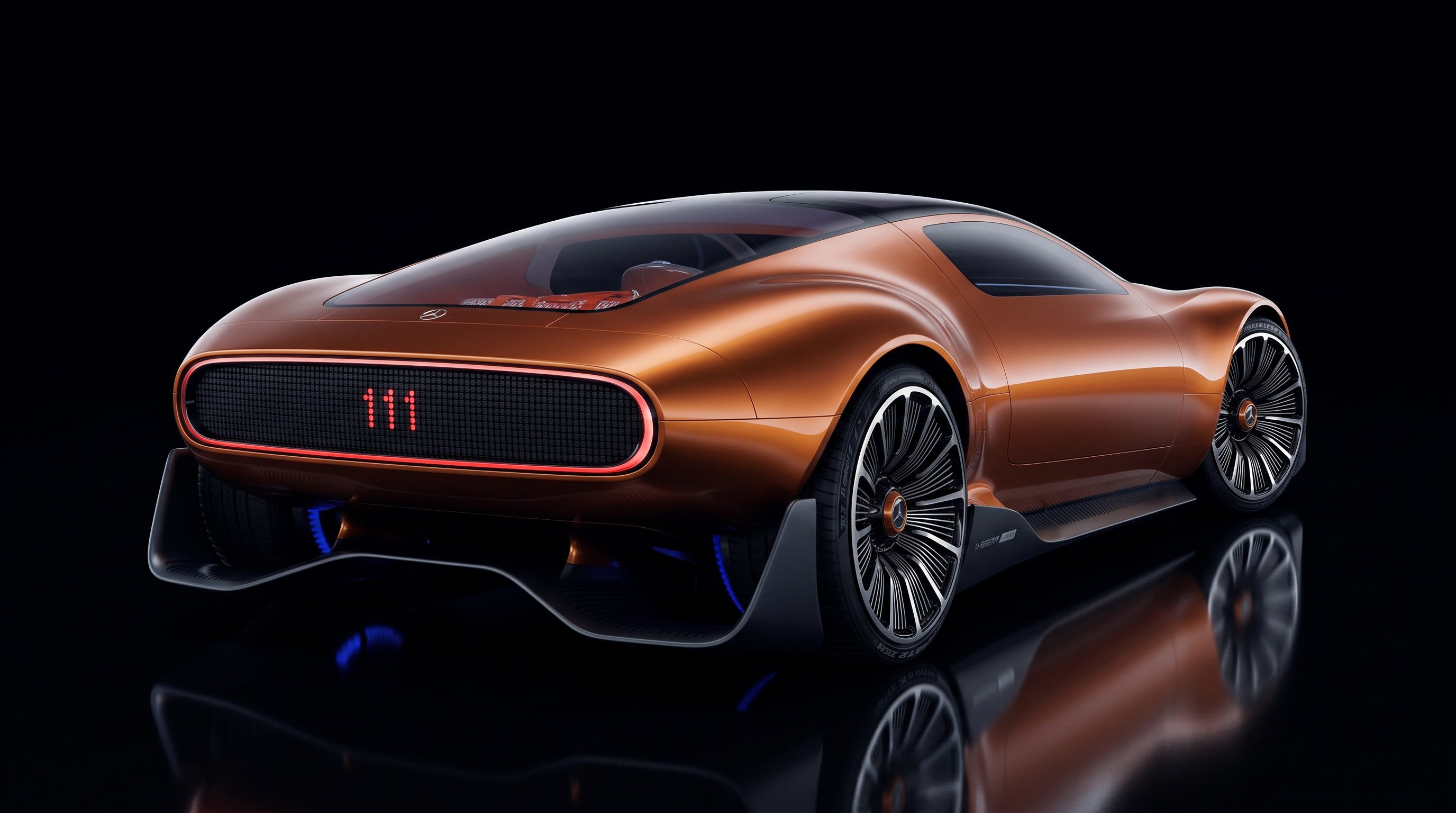 Rear of the Vision One-Eleven, its full-width panel showing 111 in red pixels