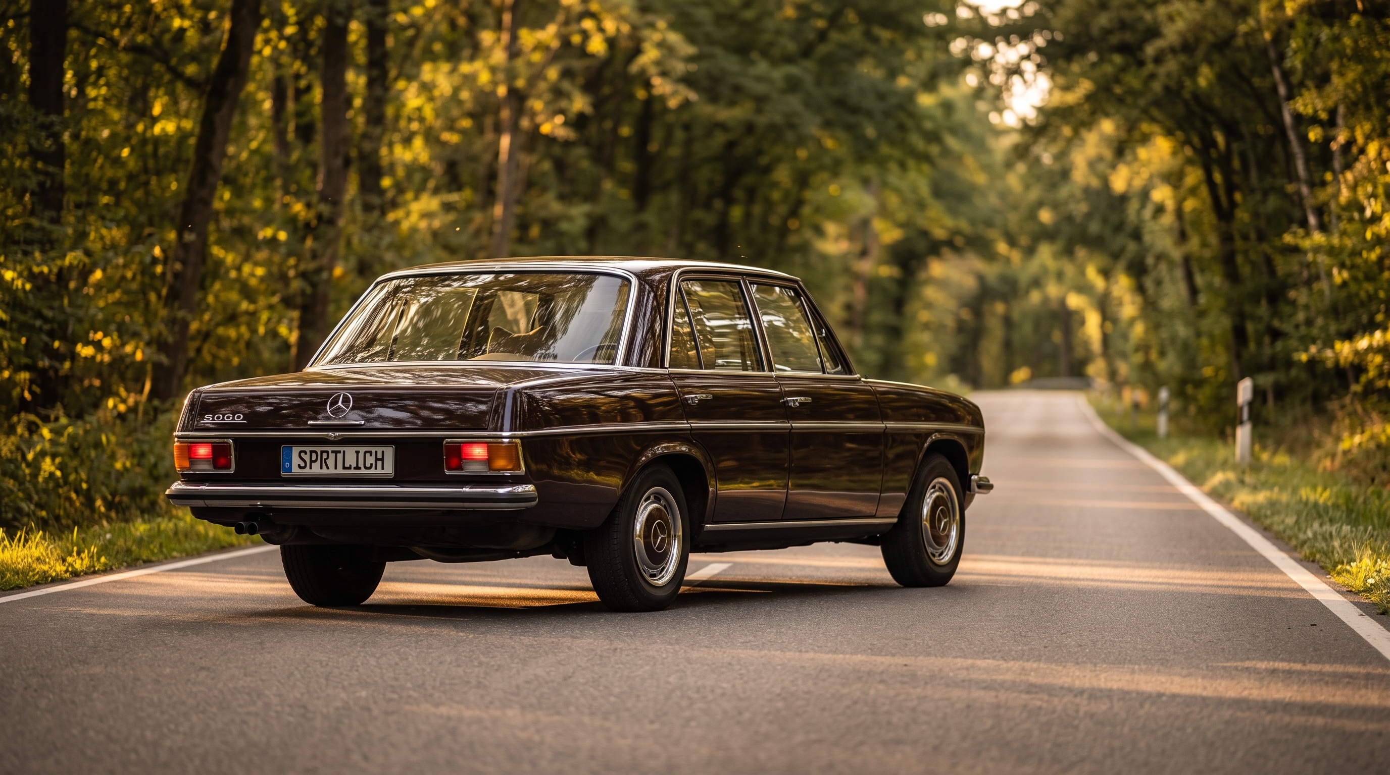 W114 rear three-quarter view