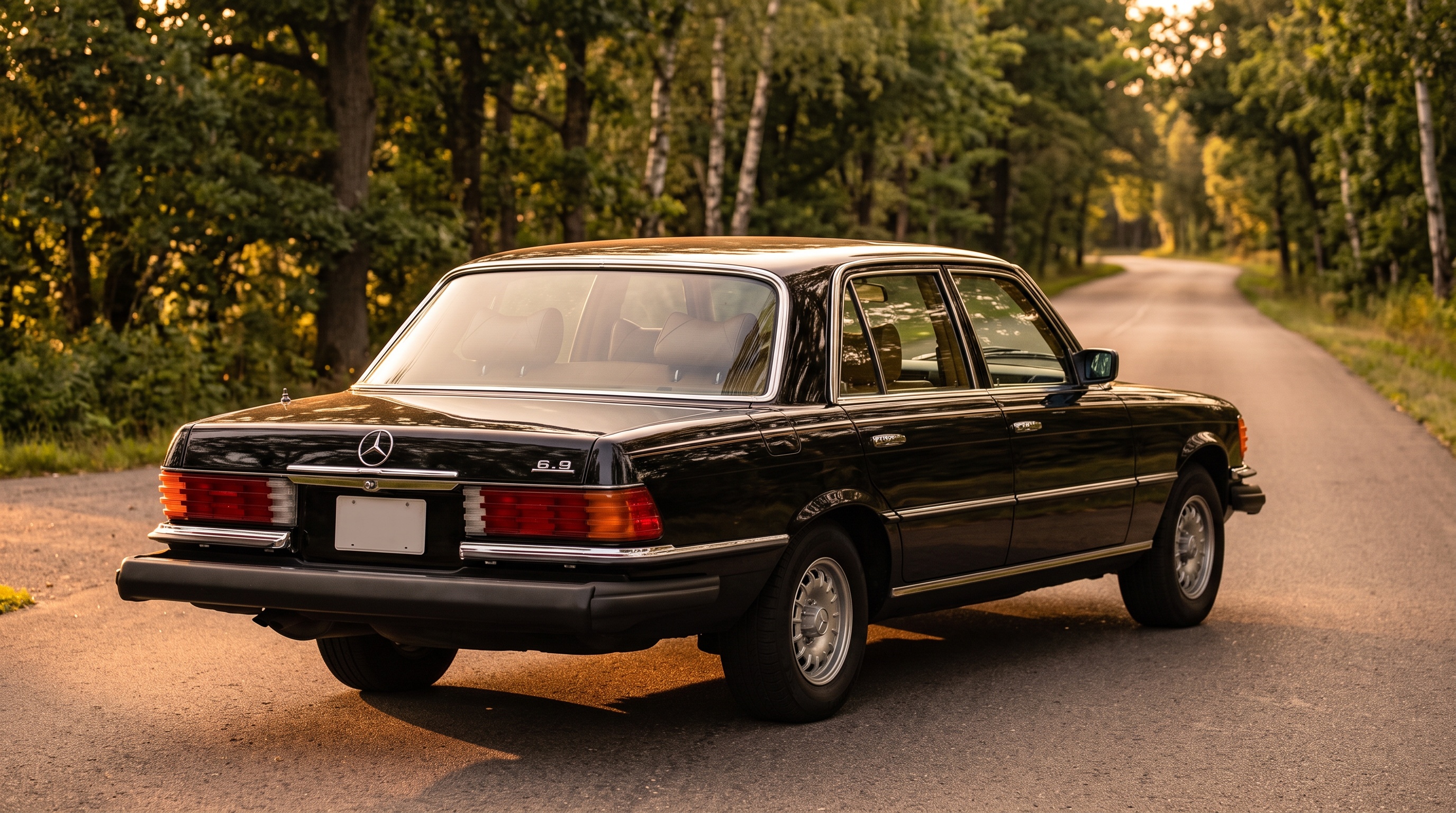 W116 rear three-quarter view