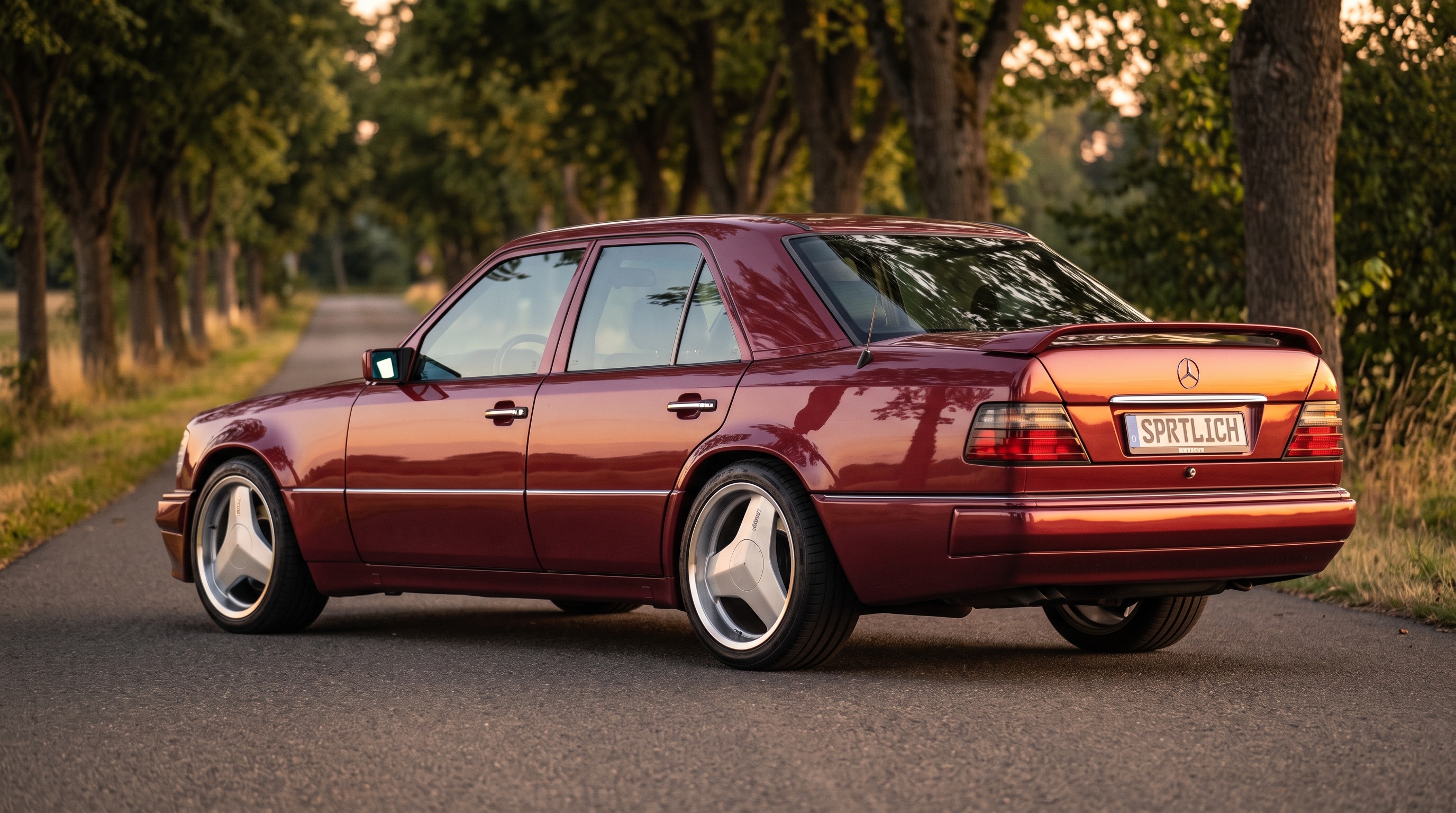 W124 rear three-quarter view