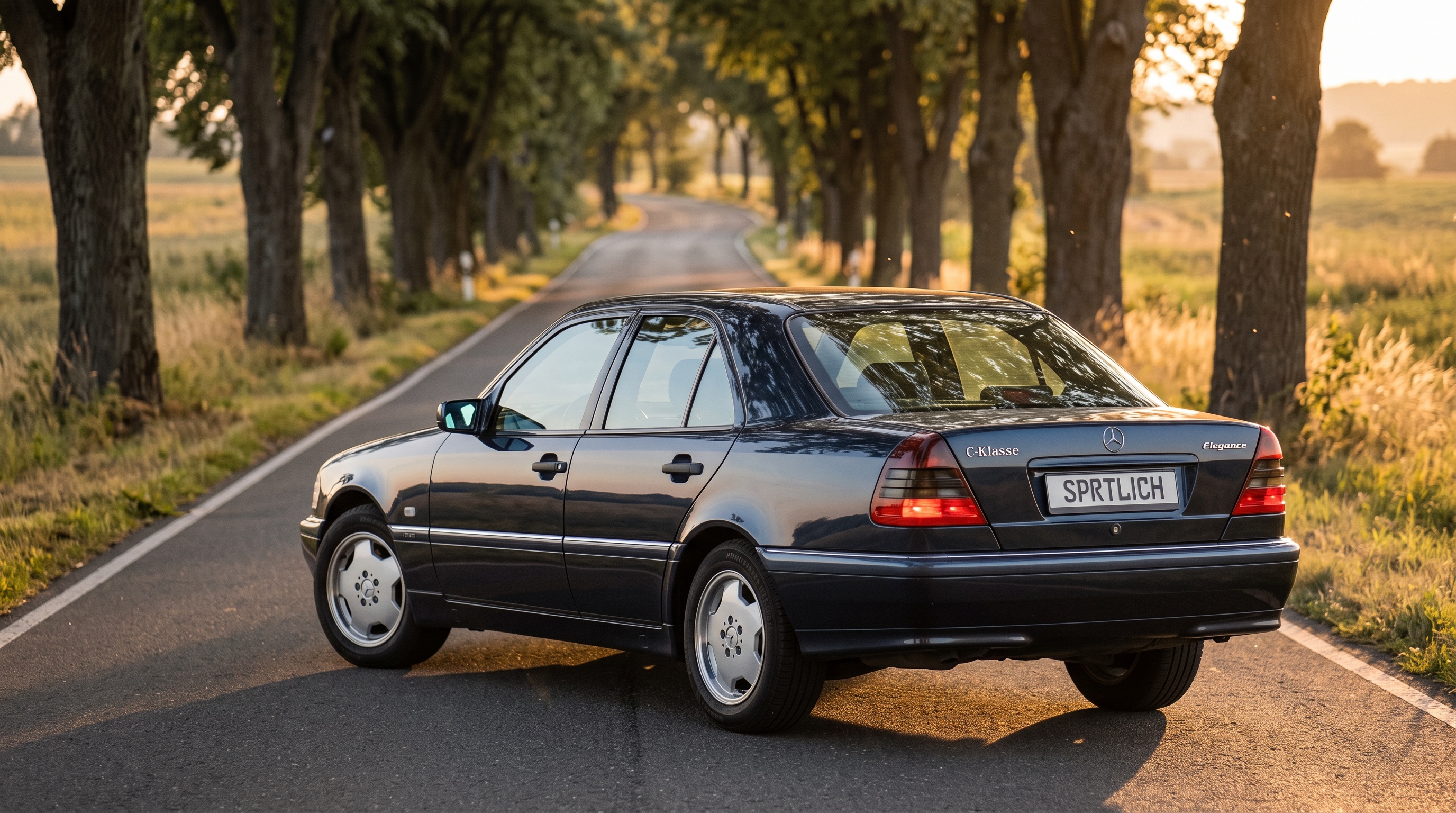 W202 rear three-quarter view