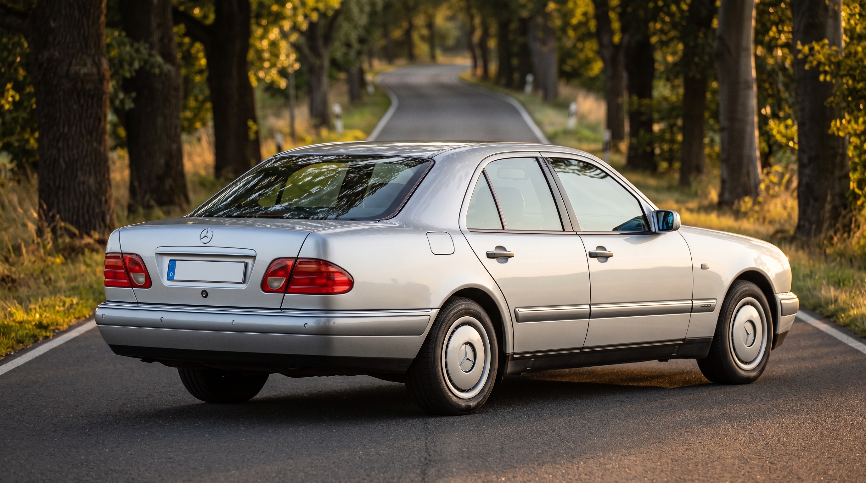 W210 rear three-quarter view
