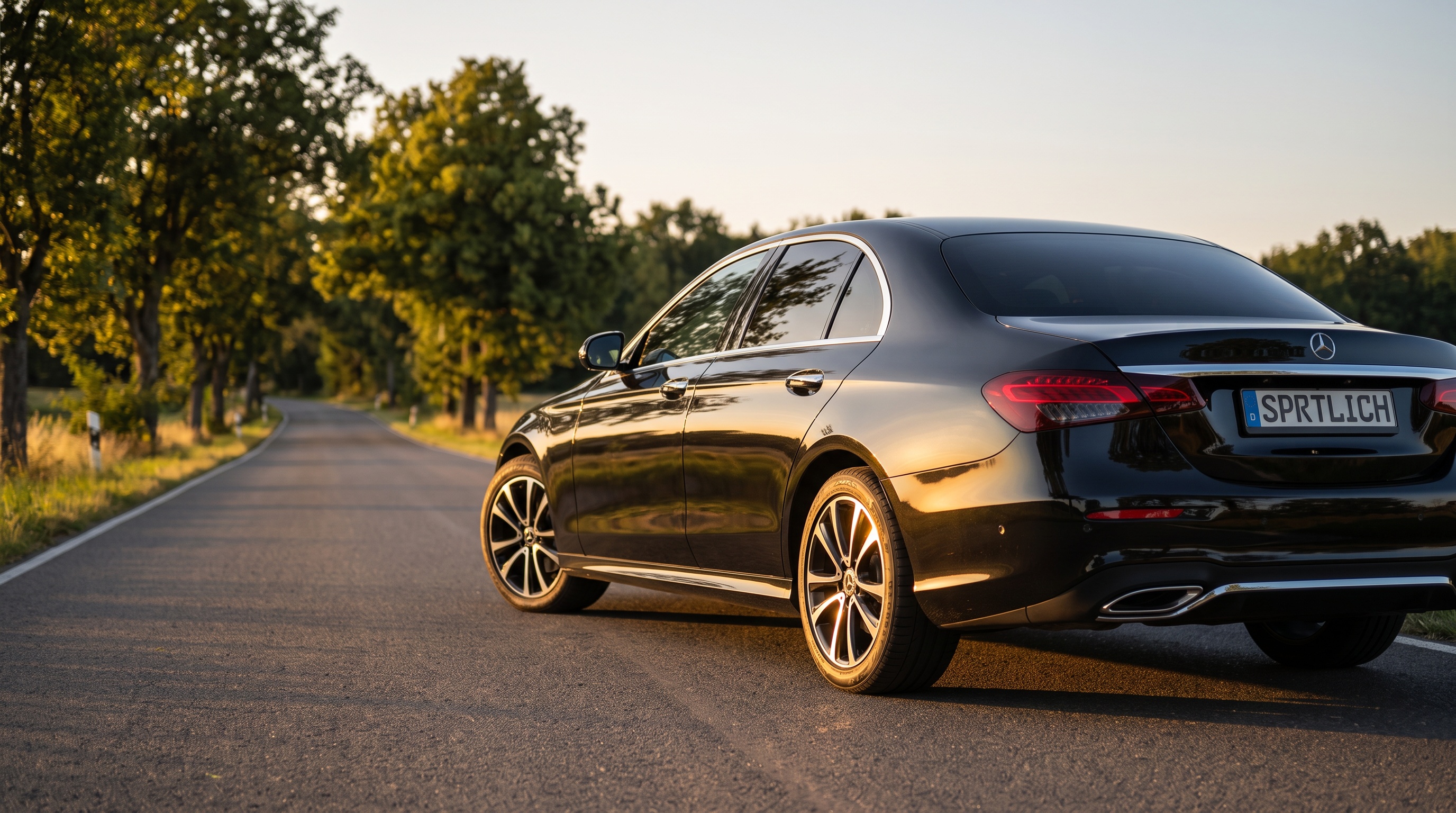 W213 rear three-quarter view