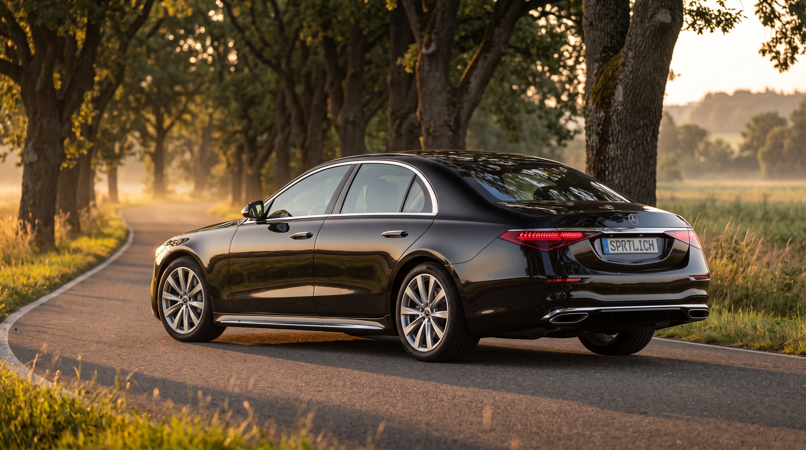 W223 rear three-quarter view